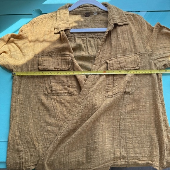 Free People One Yellow Asymmetrical Long Sleeve Open Blouse Women’s S - Picture 10 of 15